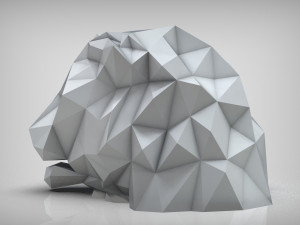 lion head low poly Model Cetak 3D