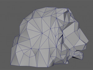 lion head low poly Model Cetak 3D