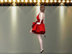 catwalk rigged girl 3D 模型