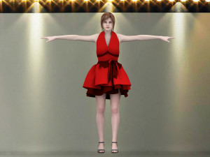 catwalk rigged girl 3D 模型