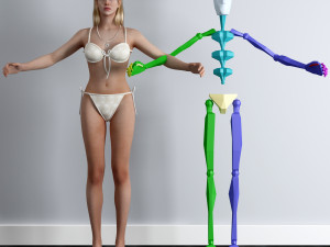 beach bikini rigged girl Modello 3D