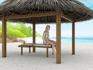 beach bikini rigged girl Modello 3D
