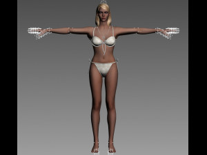 beach bikini rigged girl Modello 3D