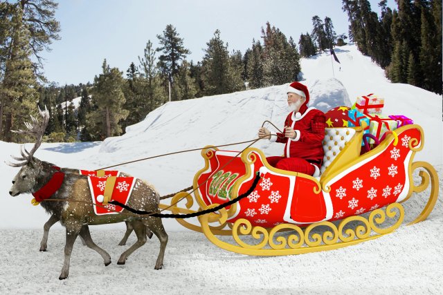 santa claus rides reindeer sleigh Model 3D .c4d .max .obj .3ds .fbx .stl .blend 