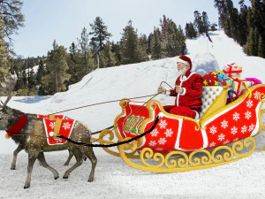 Babbo Natale cavalca la slitta con le renne Modello 3D