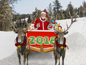 santa claus rides reindeer sleigh Model 3D