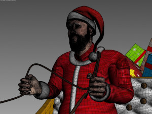 santa claus rides reindeer sleigh Model 3D