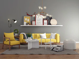 Диван для вітальні 2 3D Модель