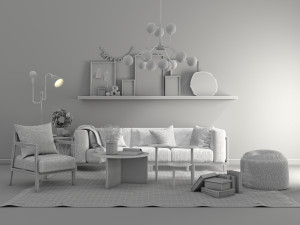 livingroom sofa set 2 3D 모델