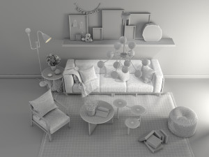 livingroom sofa set 2 3D 모델