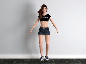 sporty rigged crop-top girl 3D 模型