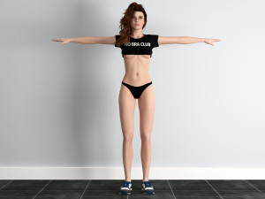 sporty rigged crop-top girl 3D 模型