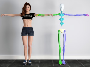 sporty rigged crop-top girl 3D 模型