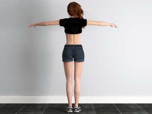 sporty rigged crop-top girl 3D 模型