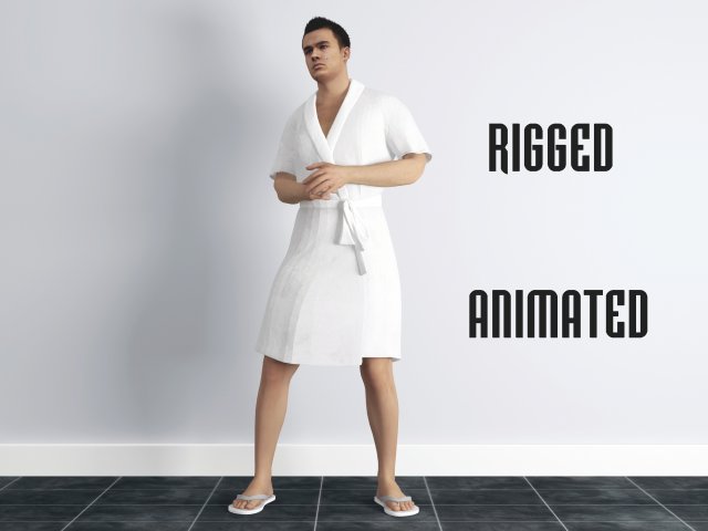 man in bathrobe rigged 3D Model .c4d .max .obj .3ds .fbx .stl .blend 