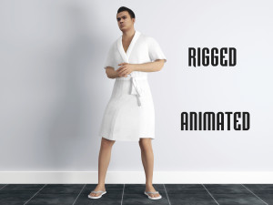 man in bathrobe rigged 3D 모델