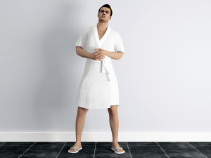 man in bathrobe rigged 3D Model