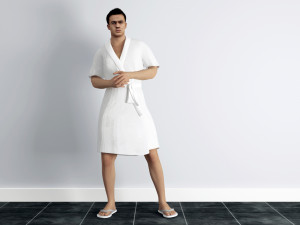 man in bathrobe rigged 3D Model