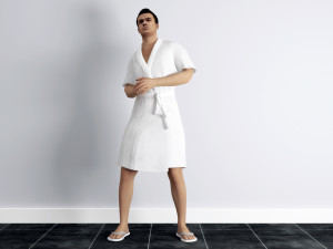 man in bathrobe rigged 3D Model