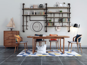 industrial dinning table 3D 모델