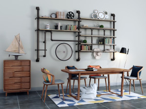 industrial dinning table 3D Model