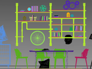 industrial dinning table 3D Model