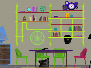 industrial dinning table 3D Model