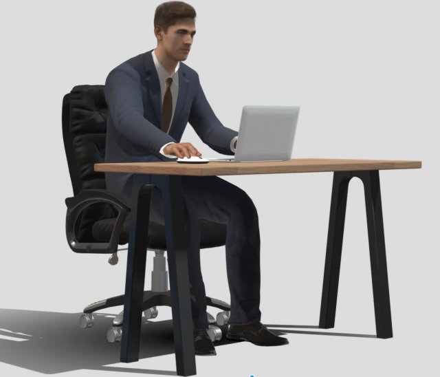 business man working Modello 3D .c4d .max .obj .3ds .fbx .stl .blend 