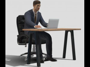 Ділова людина працює 3D Модель