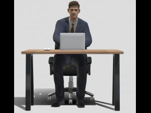 biznesmen pracuje Model 3D