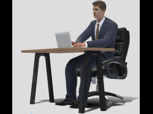 biznesmen pracuje Model 3D