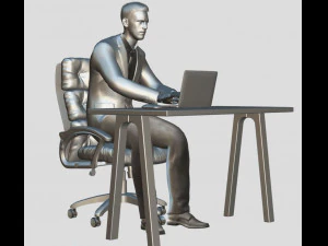 biznesmen pracuje Model 3D