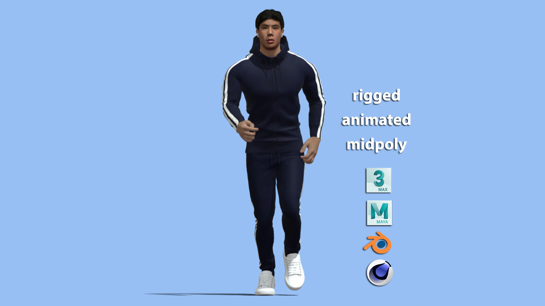Sport man jogging 3D Model .c4d .max .obj .3ds .fbx .stl .blend 