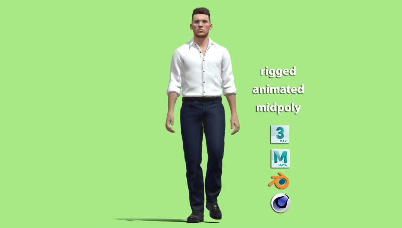 Business man Modello 3D .c4d .max .obj .3ds .fbx .stl .blend 