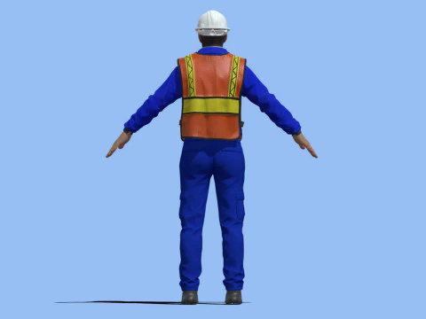 T-Pose Rigged Construction Worker 3D Model
