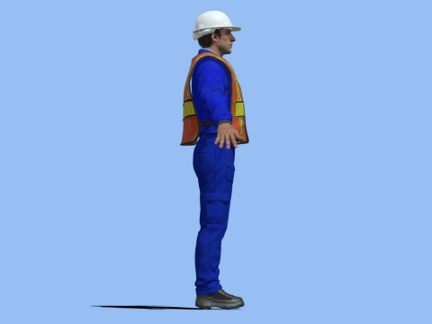 T-Pose Rigged Construction Worker 3Dモデル