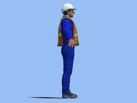 T-Pose Rigged Construction Worker 3D Model