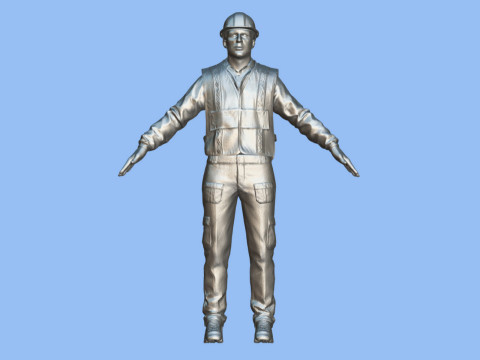 T-Pose Rigged Construction Worker 3Dモデル