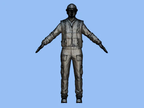 T-Pose Rigged Construction Worker 3D Model