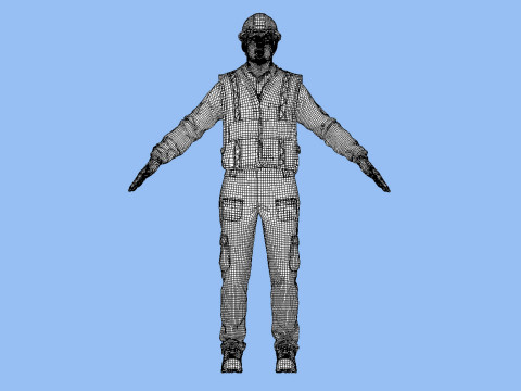 T-Pose Rigged Construction Worker 3Dモデル