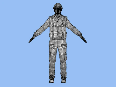 T-Pose Rigged Construction Worker 3D Model