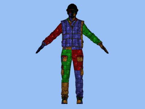 T-Pose Rigged Construction Worker 3Dモデル