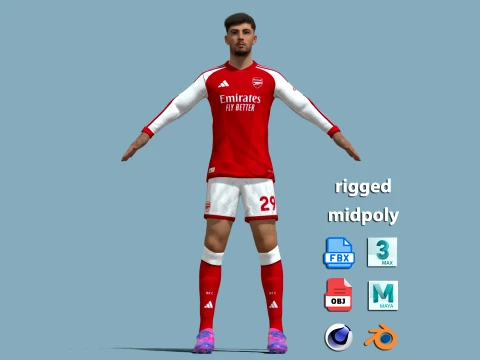 A-Pose Rigged Kai Havertz 26-27 3D Model