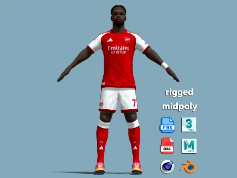 A-Pose Rigged Bukayo Saka 26-27 3D Model