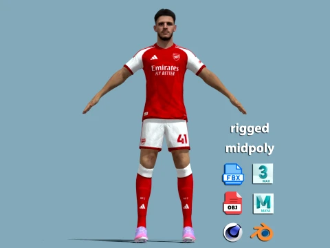 A-Pose Rigged Declan Rice 26-27 3D Model