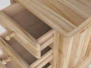 wooden bedside table 3D-Modell