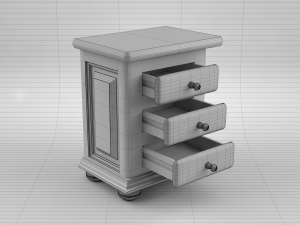 wooden bedside table 3D-Modell