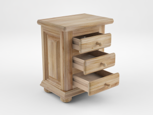 wooden bedside table 3D Model