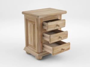 나무 침대 옆 테이블 3D 모델