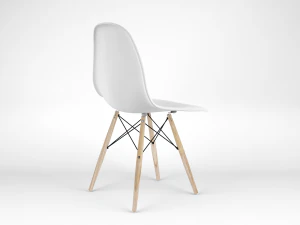 현대 흰색 플라스틱 나무 의자 3D 모델